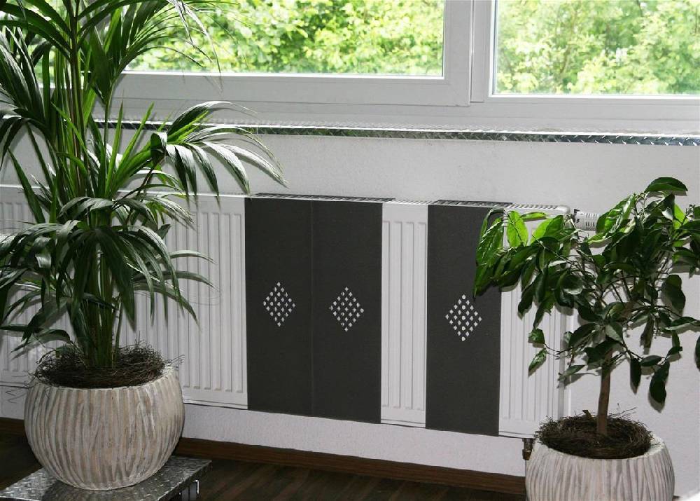 Szagato Heizkörperverkleidung 60 x 20cm Design Raute anthrazit (SET= 3 Stück) SZAGATO Heizungsverkleidung Verkleidung Heizkörper Abdeckung für Heizkörper