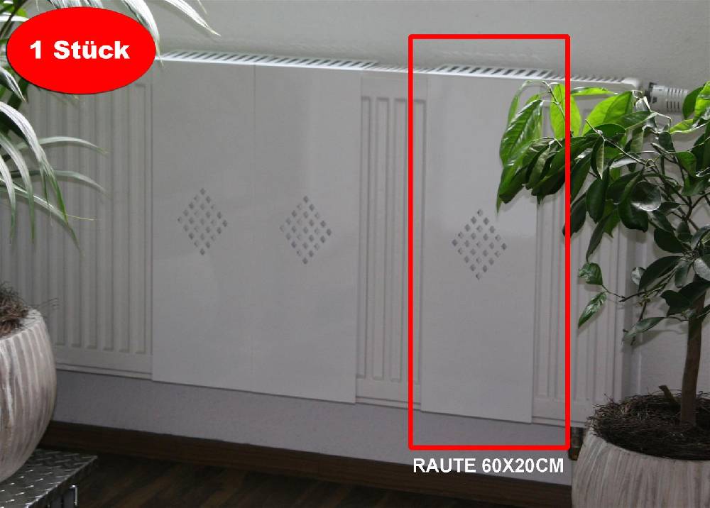 Szagato Heizkörperverkleidung 60 x 20cm Design Raute weiß (1 Stück) SZAGATO Heizungsverkleidung Verkleidung Heizkörper Abdeckung Heizkörper Heizungsabdeckung Blitzangebot