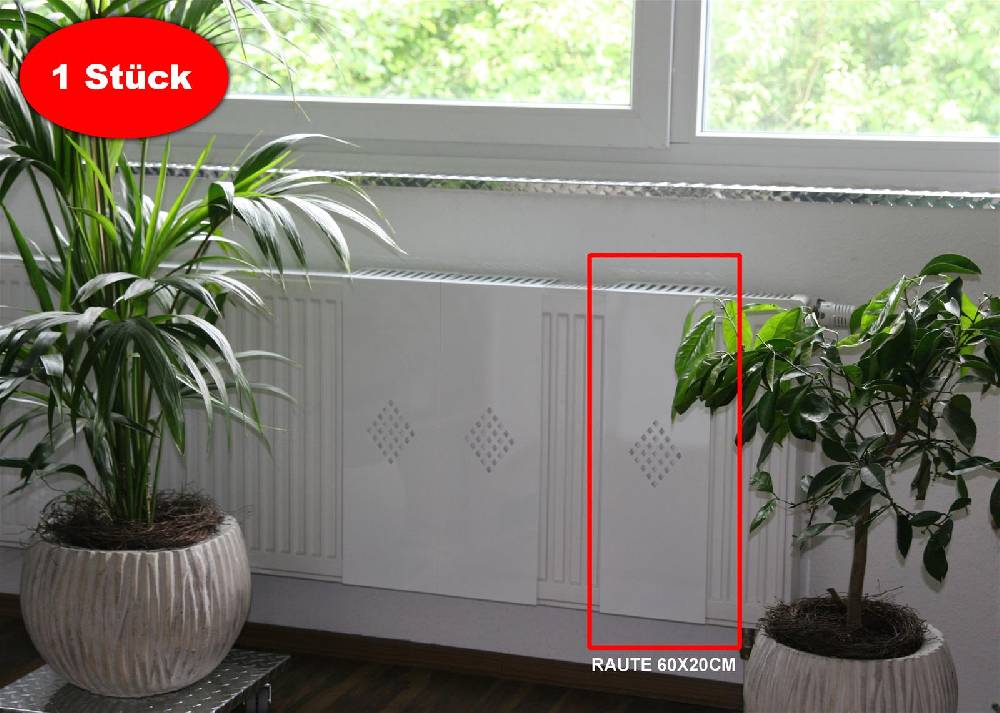 Szagato Heizkörperverkleidung 60 x 20cm Design Raute weiß (1 Stück) SZAGATO Heizungsverkleidung Verkleidung Heizkörper Abdeckung Heizkörper Heizungsabdeckung Blitzangebot