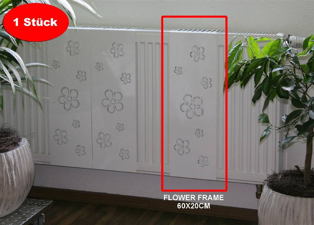 Szagato Heizkörperverkleidung 60 x 20cm Flower Frame weiß (1 Stück) SZAGATO Heizungsverkleidung Verkleidung Heizkörper Abdeckung Heizkörper Heizungsabdeckung Saisonale Angebote