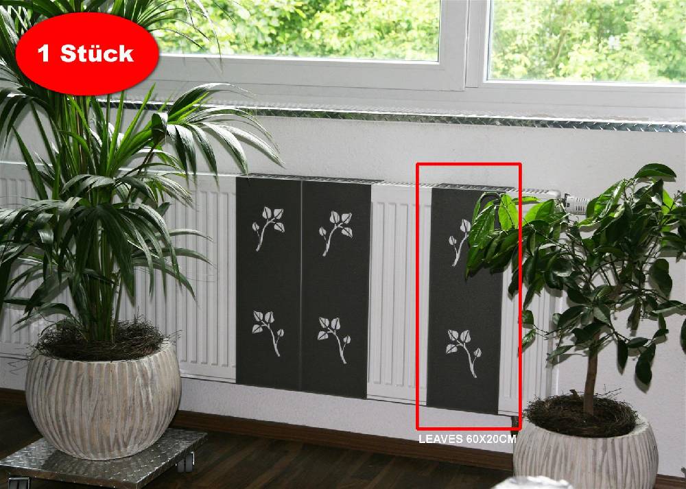 Szagato Heizkörperverkleidung 60 x 20cm Leaves anhrazit (1 Stück) SZAGATO Heizungsverkleidung Verkleidung Heizkörper Abdeckung Heizkörper Heizungsabdeckung Räumungsverkauf