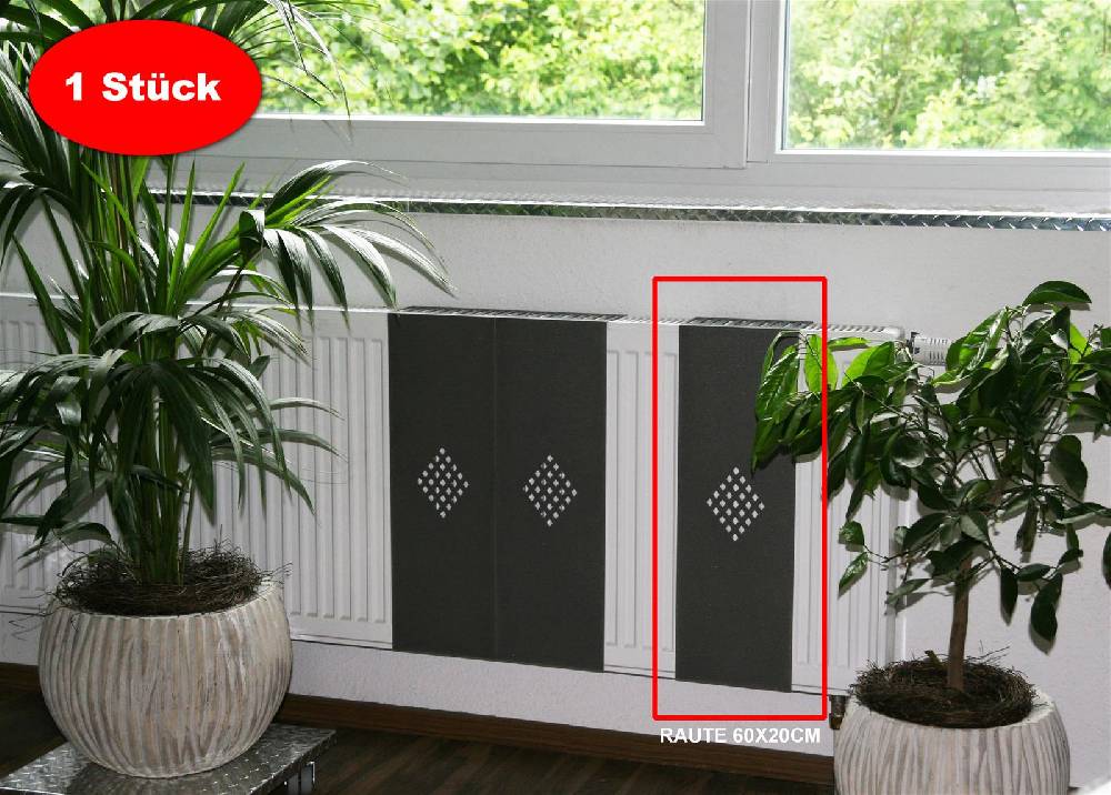 Szagato Heizkörperverkleidung 60 x 20cm Raute anthrazit (1 Stück) SZAGATO Heizungsverkleidung Verkleidung Heizkörper Abdeckung Heizkörper Heizungsabdeckung Kauf eins, bekomm eins gratis
