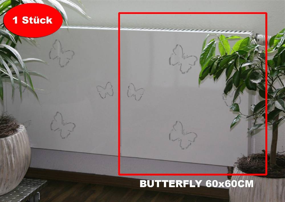 Szagato Heizkörperverkleidung 60 x 60cm Butterfly weiß (1 Stück) SZAGATO Heizungsverkleidung Verkleidung Heizkörper Abdeckung Heizkörper Heizungsabdeckung Sonderangebote