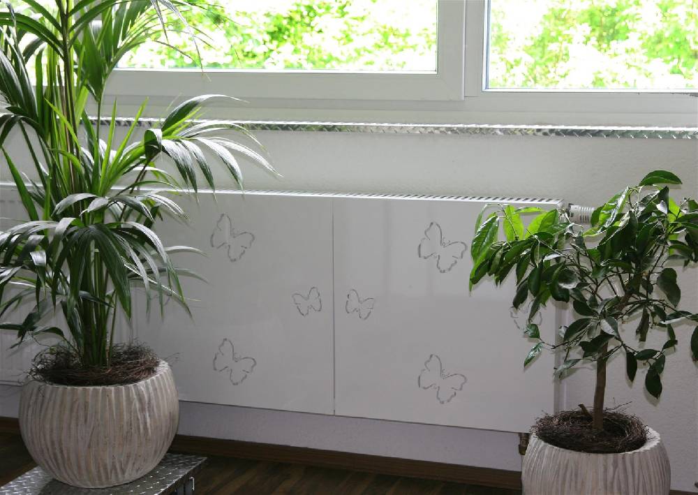Szagato Heizkörperverkleidung 60 x 60cm Design Butterfly weiß (SET= 2 Stück) SZAGATO Heizungsverkleidung Verkleidung Heizkörper Abdeckung für Heizkörper Riesige Ersparnisse