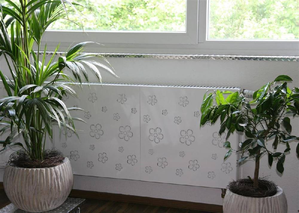 Szagato Heizkörperverkleidung 60 x 60cm Design Flower Frame weiß (SET=2 Stück) SZAGATO Heizungsverkleidung Verkleidung Heizkörper Abdeckung für Heizkörper VIP-Rabatte