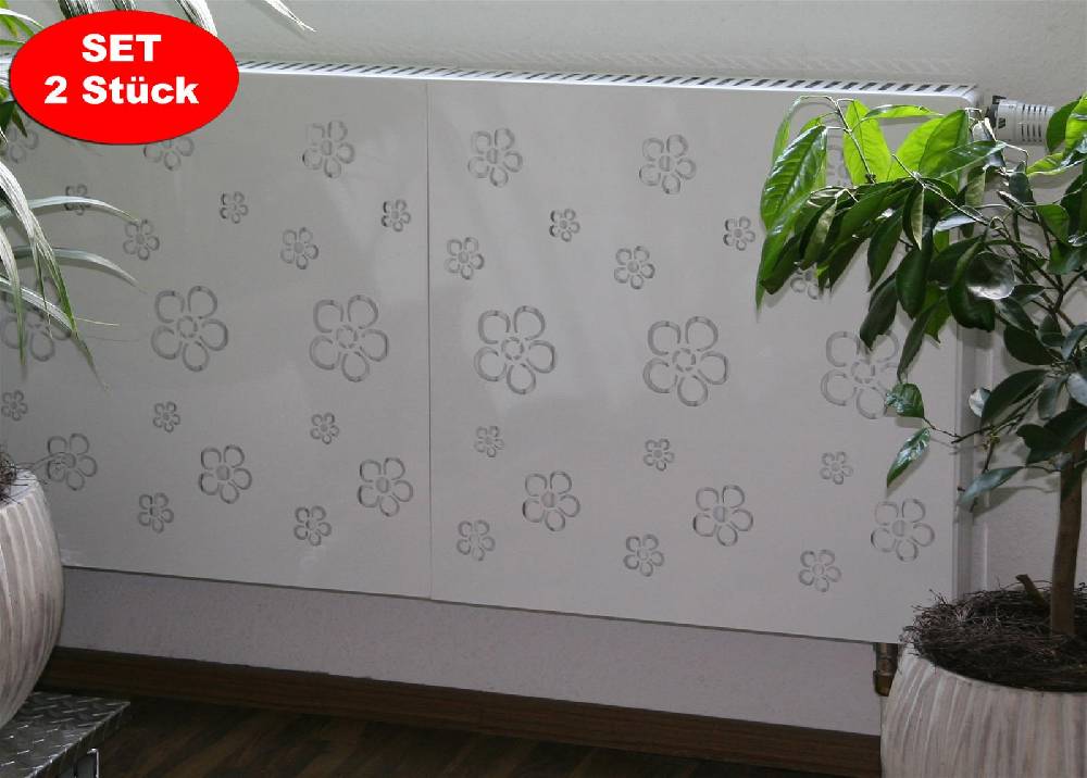 Szagato Heizkörperverkleidung 60 x 60cm Design Flower Frame weiß (SET=2 Stück) SZAGATO Heizungsverkleidung Verkleidung Heizkörper Abdeckung für Heizkörper VIP-Rabatte