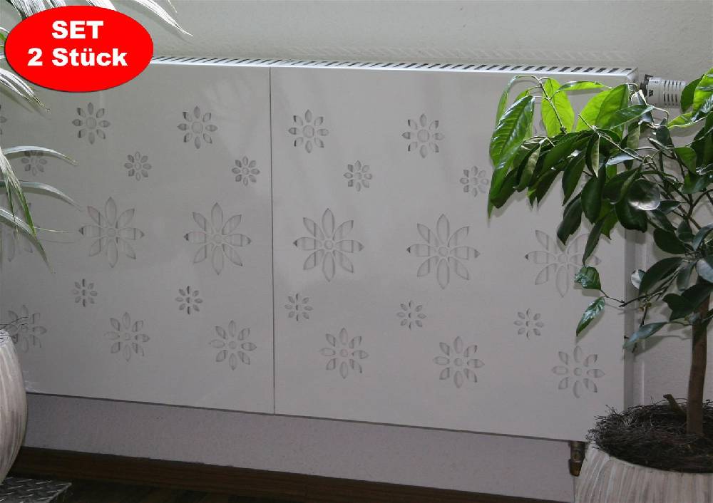 Szagato Heizkörperverkleidung 60 x 60cm Design Flower weiß (SET=2 Stück) SZAGATO Heizungsverkleidung Verkleidung Heizkörper Abdeckung für Heizkörper Tiefpreis