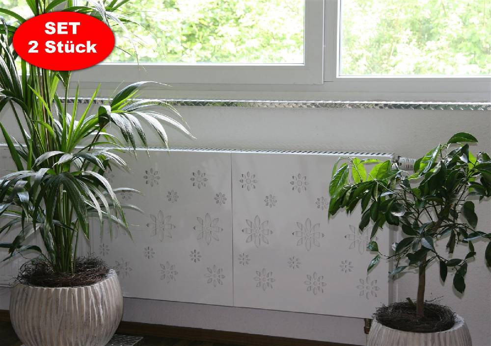 Szagato Heizkörperverkleidung 60 x 60cm Design Flower weiß (SET=2 Stück) SZAGATO Heizungsverkleidung Verkleidung Heizkörper Abdeckung für Heizkörper Tiefpreis