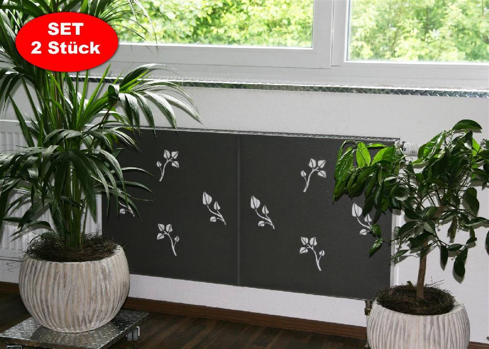 Szagato Heizkörperverkleidung 60 x 60cm Design Leaves silber (SET= 2 Stück) SZAGATO Heizungsverkleidung Verkleidung Heizkörper Abdeckung für Heizkörper Super Sparpreis