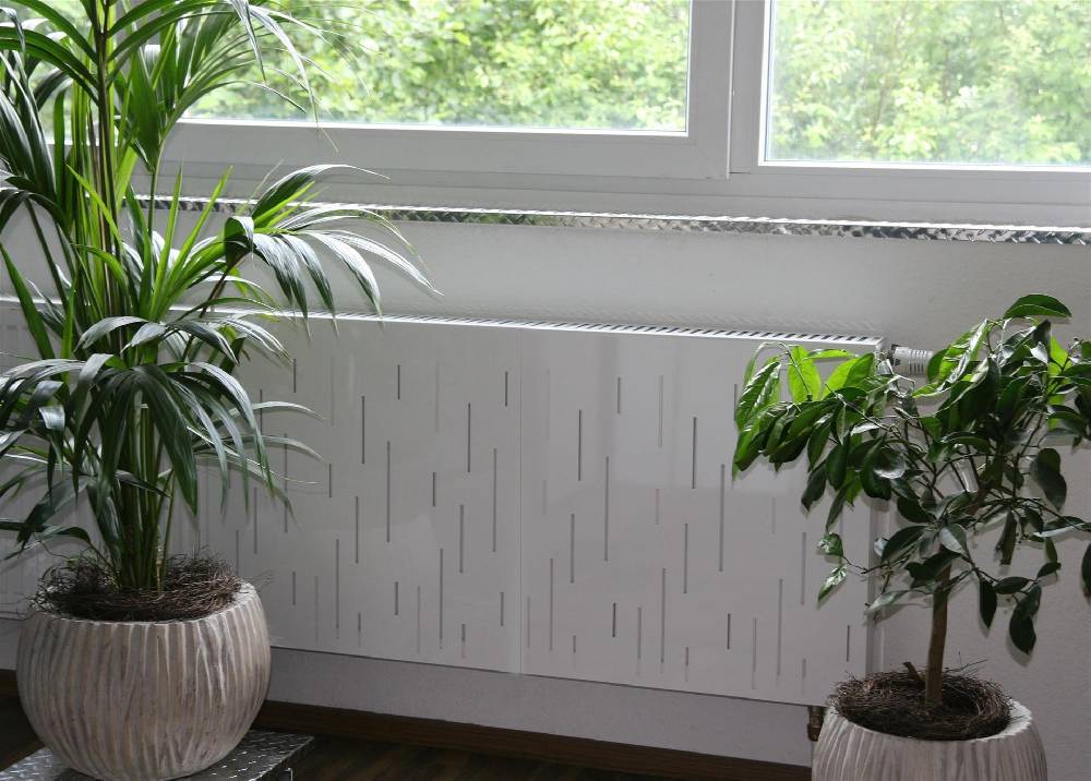 Szagato Heizkörperverkleidung 60 x 60cm Design Rain weiß (1 Stück) SZAGATO Heizungsverkleidung Verkleidung Heizkörper Abdeckung Heizkörper Heizungsabdeckung