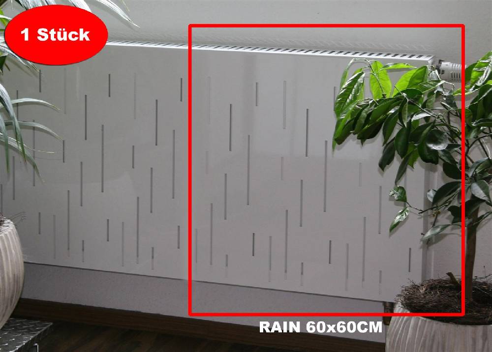Szagato Heizkörperverkleidung 60 x 60cm Design Rain weiß (1 Stück) SZAGATO Heizungsverkleidung Verkleidung Heizkörper Abdeckung Heizkörper Heizungsabdeckung Kostenlose Rückgabe