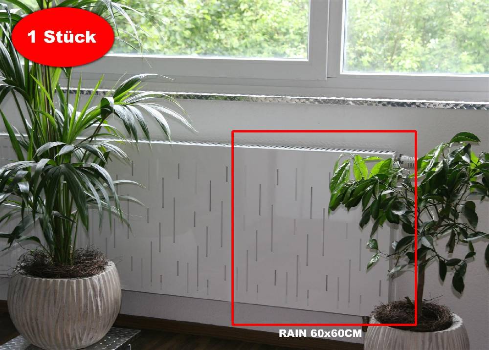 Szagato Heizkörperverkleidung 60 x 60cm Design Rain weiß (1 Stück) SZAGATO Heizungsverkleidung Verkleidung Heizkörper Abdeckung Heizkörper Heizungsabdeckung Kostenlose Rückgabe