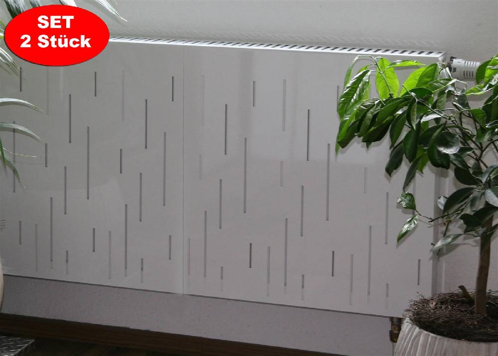 Szagato Heizkörperverkleidung 60 x 60cm Design Rain weiß (SET=2 Stück) SZAGATO Heizungsverkleidung Verkleidung Heizkörper Abdeckung für Heizkörper Begrenzte Freigabe