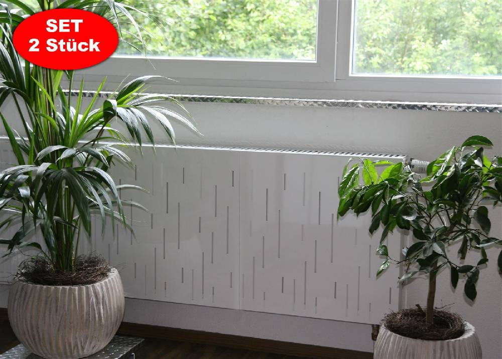 Szagato Heizkörperverkleidung 60 x 60cm Design Rain weiß (SET=2 Stück) SZAGATO Heizungsverkleidung Verkleidung Heizkörper Abdeckung für Heizkörper Begrenzte Freigabe