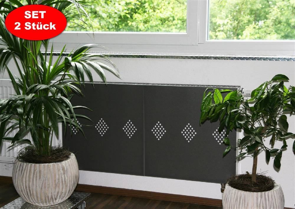 Szagato Heizkörperverkleidung 60 x 60cm Design Raute antharzit (SET= 2 Stück) SZAGATO Heizungsverkleidung Verkleidung Heizkörper Abdeckung für Heizkörper Letzte 3 Tage