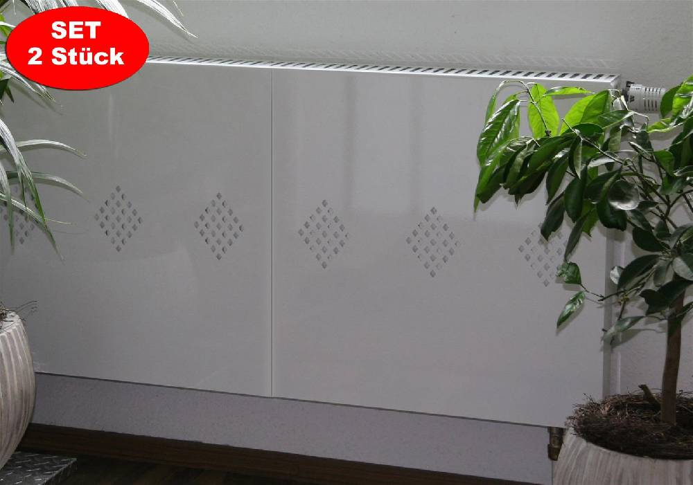 Szagato Heizkörperverkleidung 60 x 60cm Design Raute weiß (SET= 2 Stück) SZAGATO Heizungsverkleidung Verkleidung Heizkörper Abdeckung für Heizkörper Neueste Stile