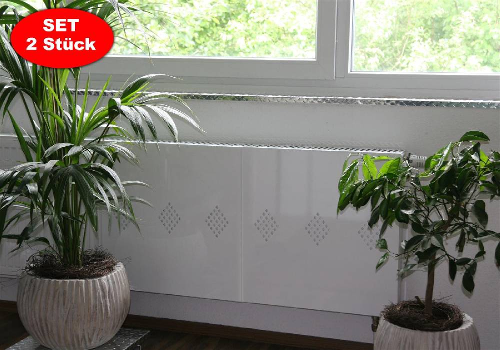 Szagato Heizkörperverkleidung 60 x 60cm Design Raute weiß (SET= 2 Stück) SZAGATO Heizungsverkleidung Verkleidung Heizkörper Abdeckung für Heizkörper Neueste Stile