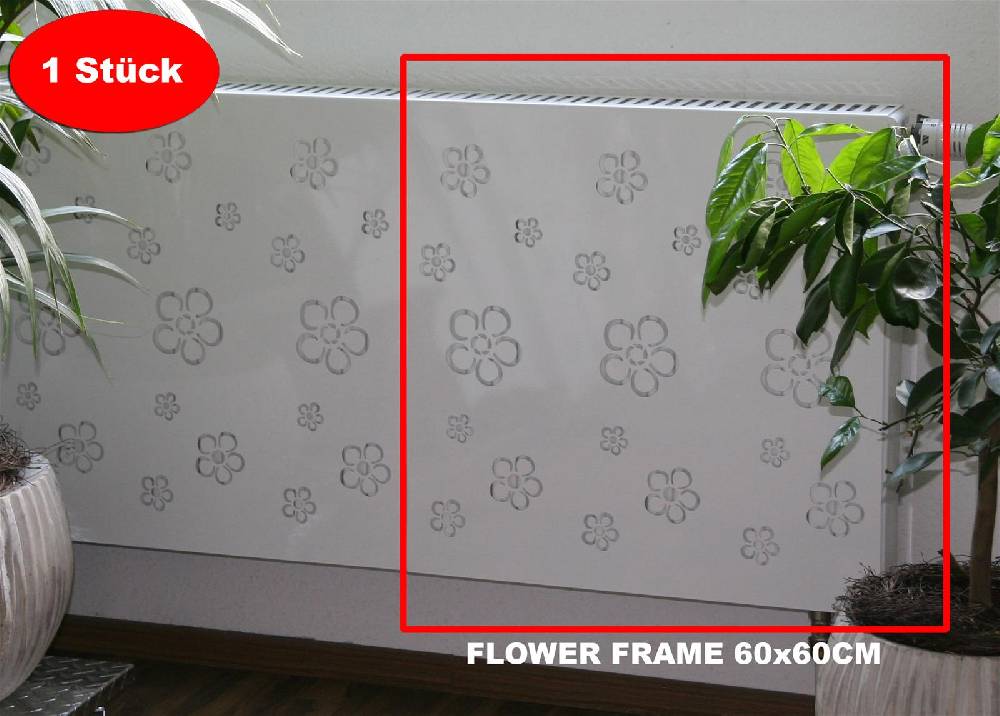 Szagato Heizkörperverkleidung 60 x 60cm Flower Frame weiß (1 Stück) SZAGATO Heizungsverkleidung Verkleidung Heizkörper Abdeckung Heizkörper Heizungsabdeckung Letzte 2 Tage