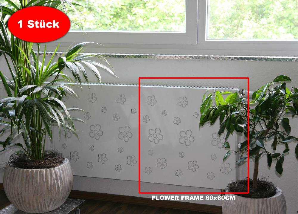 Szagato Heizkörperverkleidung 60 x 60cm Flower Frame weiß (1 Stück) SZAGATO Heizungsverkleidung Verkleidung Heizkörper Abdeckung Heizkörper Heizungsabdeckung Letzte 2 Tage