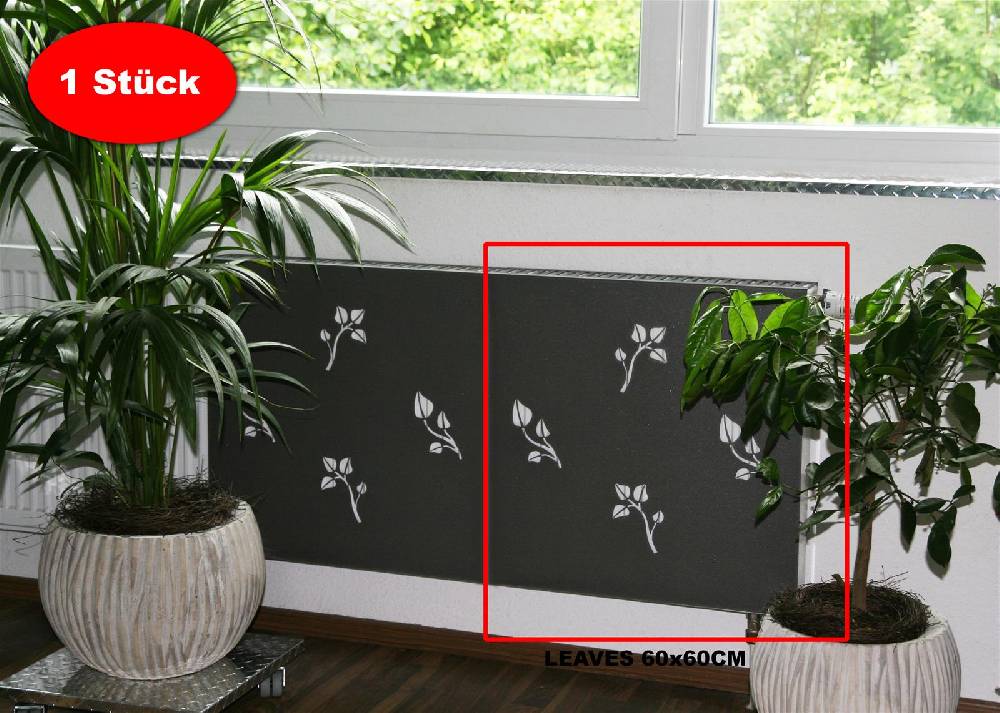Szagato Heizkörperverkleidung 60 x 60cm Leaves anthrazit (1 Stück) SZAGATO Heizungsverkleidung Verkleidung Heizkörper Abdeckung Heizkörper Heizungsabdeckung Letzter Tag