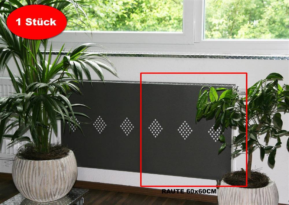 Szagato Heizkörperverkleidung 60 x 60cm Raute antharzit (1 Stück) SZAGATO Heizungsverkleidung Verkleidung Heizkörper Abdeckung Heizkörper Heizungsabdeckung Zeitbegrenzte Promotion