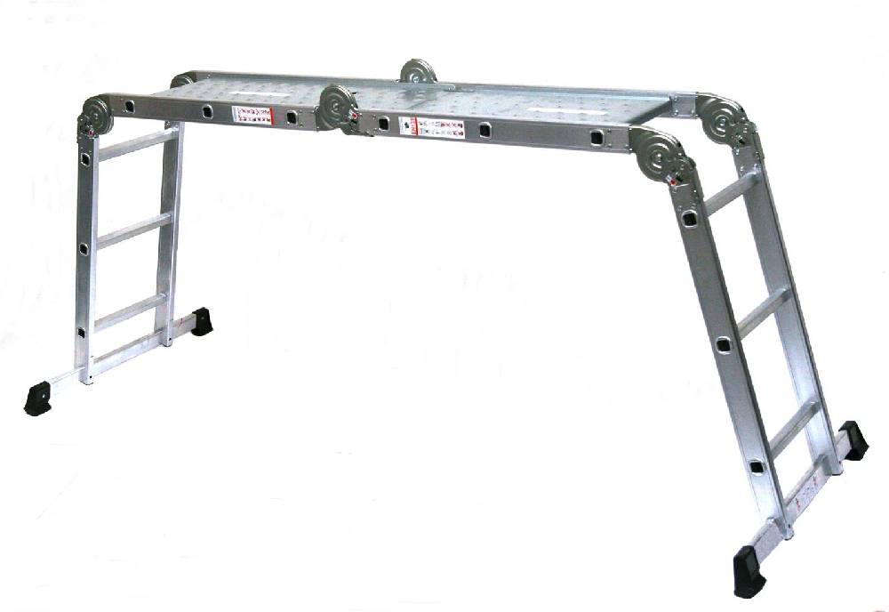 Szagato Mehrzweckleiter 4x3 Stufen 330cm mit Plattform ALU SZAGATO Arbeitsleiter ALU Multifunktions-Leiter Gelenkleiter mit Plattsform 3in1 Mehrzweckleiter zollfrei