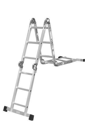 Szagato Mehrzweckleiter 4x3 Stufen 330cm mit Plattform ALU SZAGATO Arbeitsleiter ALU Multifunktions-Leiter Gelenkleiter mit Plattsform 3in1 Mehrzweckleiter zollfrei