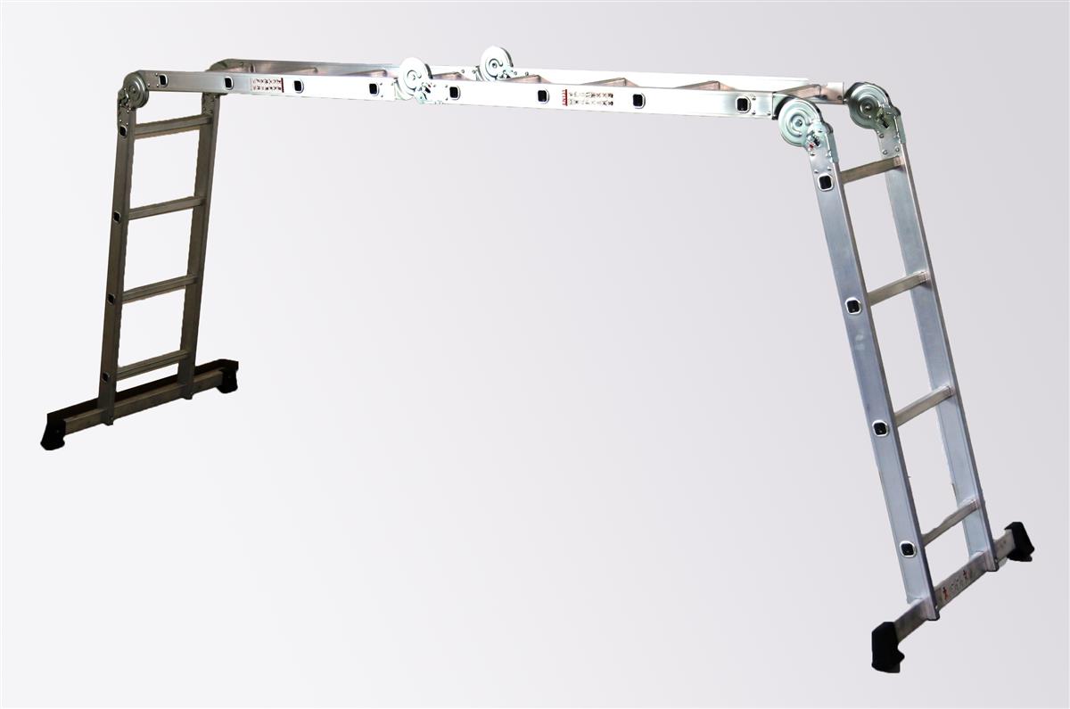 Szagato Mehrzweckleiter 4x4 Stufen 460cm ALU SZAGATO Arbeitsleiter ALU Multifunktions-Leiter Gelenkleiter 3in1 Mehrzweckleiter Vielzweckleiter