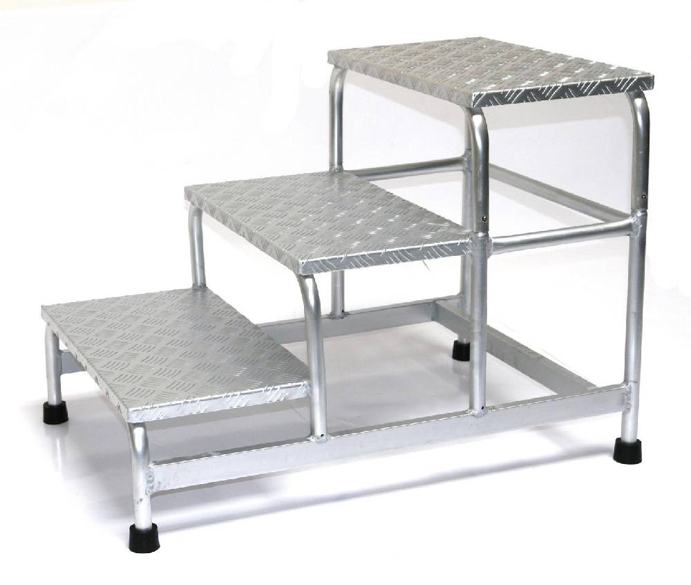 Szagato Podesttreppe ALU 3-stufig HxBxT 58x61x89cm SZAGATO mobiler Montagetritt ALU Montagetritte mit Plattform Stufentritt tragbare Treppe Treppenleiter