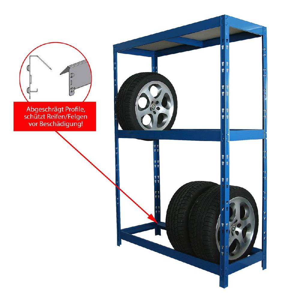 Szagato Reifenregal Felgenregal SZAGATO 180x130x50cm blau 1 Boden 8 Reifen bis 22 Zoll 120kg/Boden Räderregal Räderregale Regal Felgen in Garage Garagenregal Großer Ausverkauf