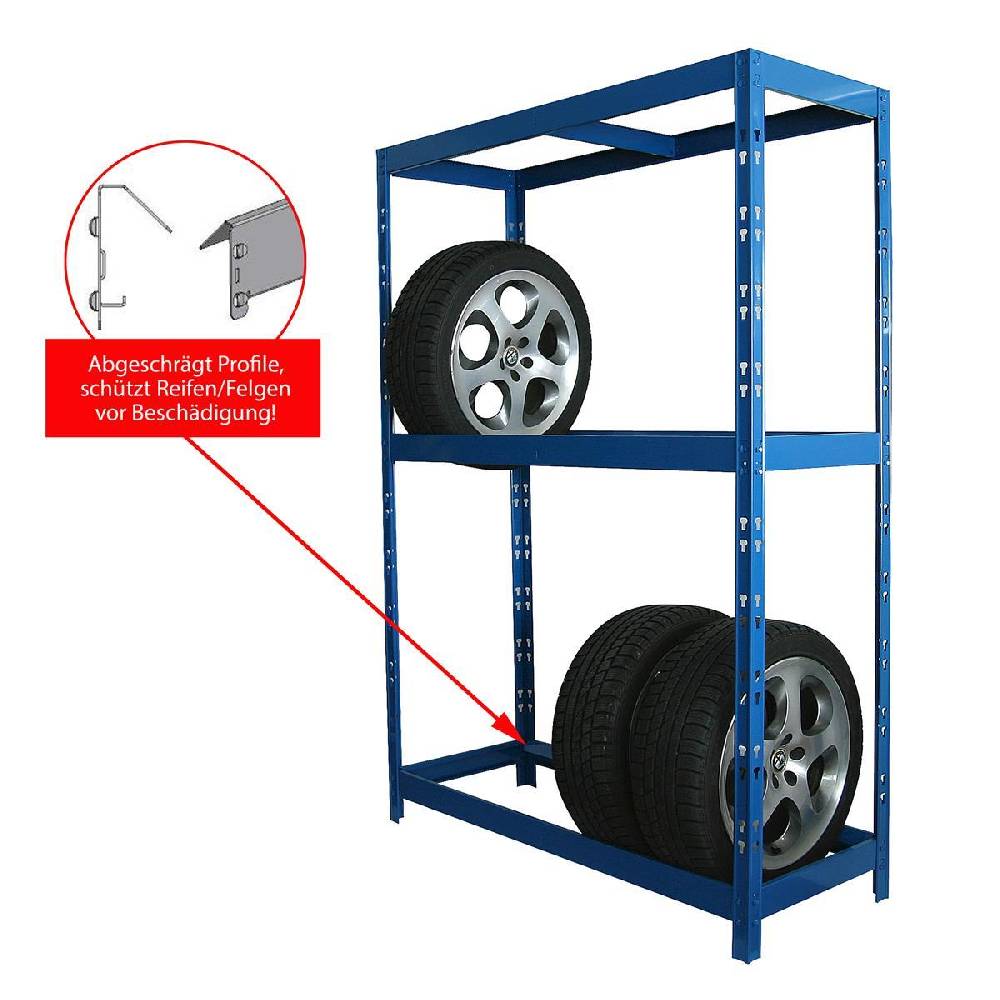 Szagato Reifenregal Felgenregal SZAGATO 180x130x50cm blau 12 Reifen bis 22 Zoll 120kg/Boden Räderregal Räderregale Regal Felgen in Garage Keller Garagenregal Flash Sale