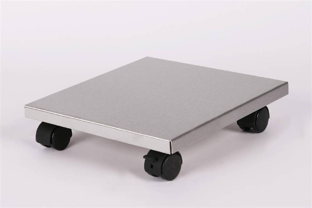 Szagato Rollbrett Pflanzenroller 30x30cm Edelstahl 100kg Bürorollen + Bremse SZAGATO Made in Germany Blumenuntersetzer Möbelroller Outdoor Blumenroller