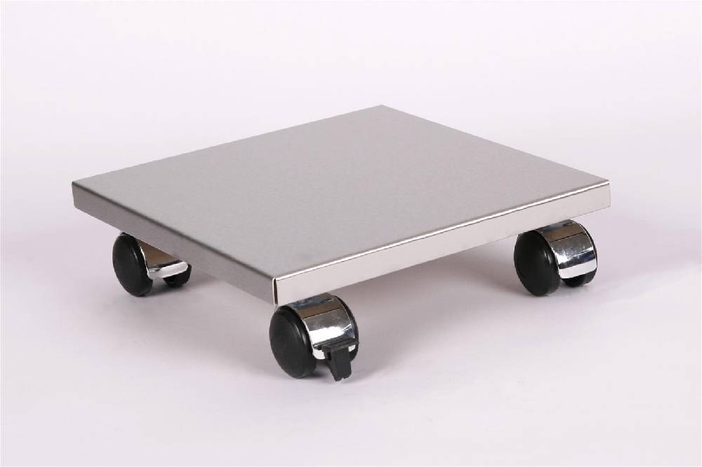 Szagato Rollbrett Pflanzenroller 30x30cm Edelstahl 120kg Chromrollen + Bremse SZAGATO Made in Germany Blumenuntersetzer Möbelroller Outdoor Blumenroller Weihnachtsangebot