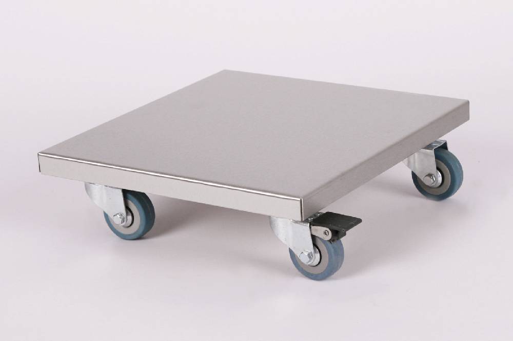 Szagato Rollbrett Pflanzenroller 30x30cm Edelstahl 150kg PU-Rolle + Bremse SZAGATO Made in Germany Blumenuntersetzer Möbelroller Outdoor Blumenroller Muttertagsangebot