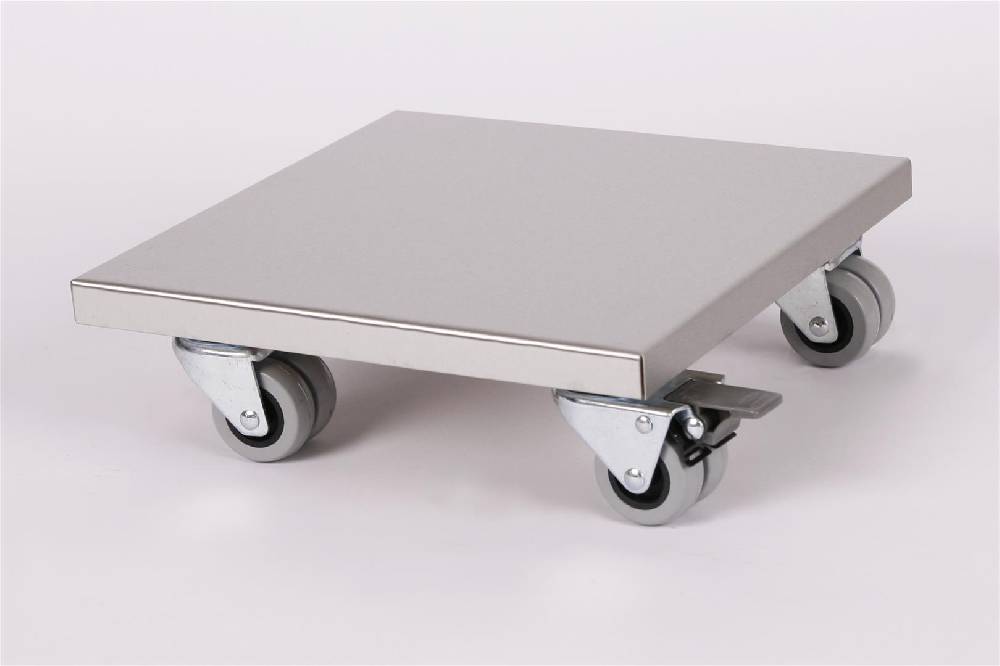 Szagato Rollbrett Pflanzenroller 30x30cm Edelstahl 300kg Doppelrollen + Bremse SZAGATO Made in Germany Blumenuntersetzer Möbelroller Outdoor Blumenroller