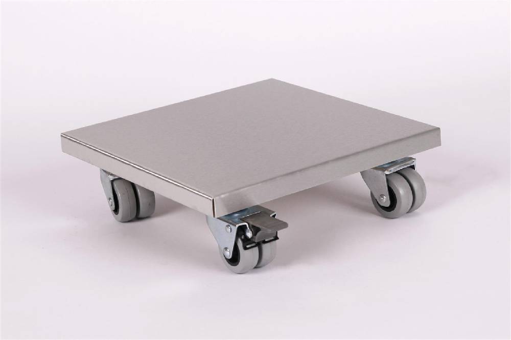 Szagato Rollbrett Pflanzenroller 30x30cm Edelstahl 300kg Doppelrollen + Bremse SZAGATO Made in Germany Blumenuntersetzer Möbelroller Outdoor Blumenroller Valentinstagsangebot