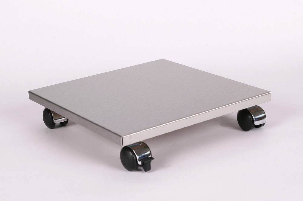 Szagato Rollbrett Pflanzenroller 40x40cm Edelstahl 120kg Chromrollen + Bremse SZAGATO Made in Germany Blumenuntersetzer Möbelroller Outdoor Blumenroller Blitzangebot
