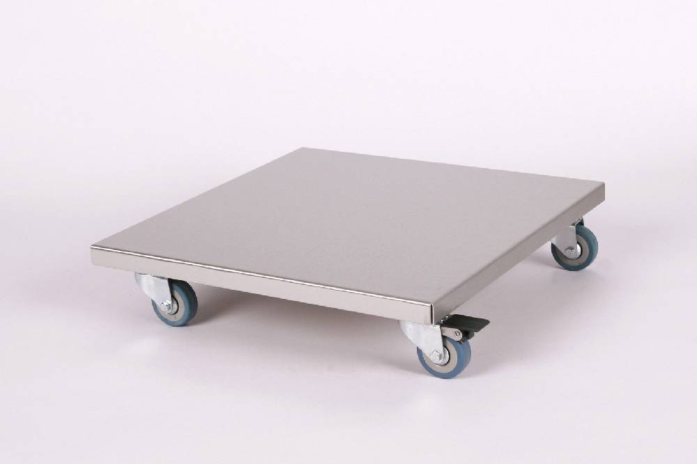 Szagato Rollbrett Pflanzenroller 40x40cm Edelstahl 150 kg PU-Rolle SZAGATO Made in Germany Blumenuntersetzer Möbelroller Outdoor Blumenroller Transportroller Große Rabatte