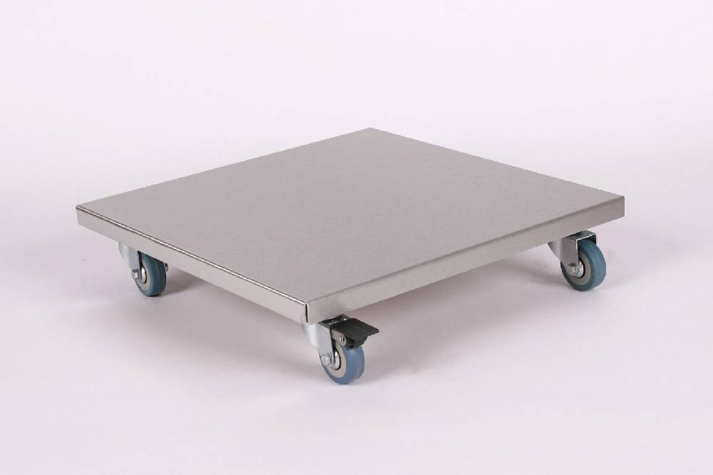 Szagato Rollbrett Pflanzenroller 40x40cm Edelstahl 150 kg PU-Rolle SZAGATO Made in Germany Blumenuntersetzer Möbelroller Outdoor Blumenroller Transportroller Große Rabatte