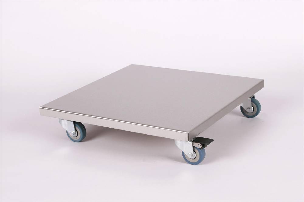 Szagato Rollbrett Pflanzenroller 40x40cm Edelstahl 150kg PU-Rolle + Bremse SZAGATO Made in Germany Blumenuntersetzer Möbelroller Blumenroller Transportroller