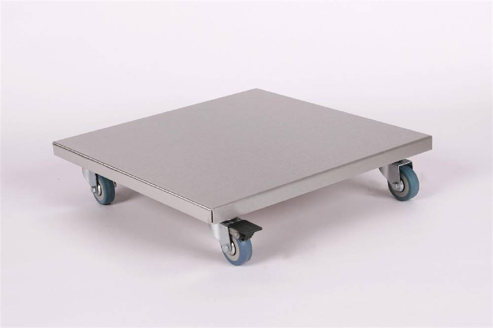 Szagato Rollbrett Pflanzenroller 40x40cm Edelstahl 150kg PU-Rolle + Bremse SZAGATO Made in Germany Blumenuntersetzer Möbelroller Blumenroller Transportroller Neuheiten