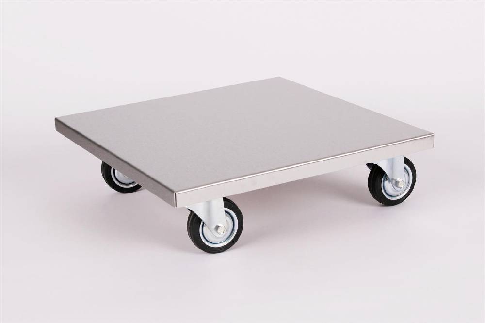 Szagato Rollbrett Pflanzenroller 40x40cm Edelstahl 200kg große Rollen SZAGATO Made in Germany Blumenuntersetzer Möbelroller Blumenroller Transportroller Bestseller