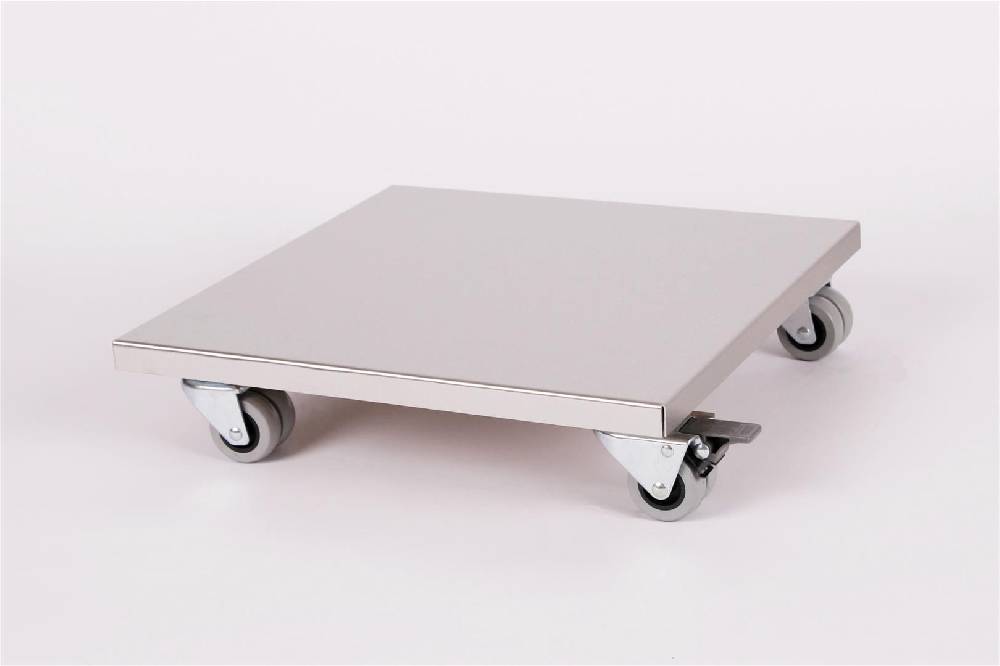 Szagato Rollbrett Pflanzenroller 40x40cm Edelstahl 300kg Doppelrollen + Bremse SZAGATO Made in Germany Blumenuntersetzer Möbelroller Outdoor Blumenroller Saisonale Angebote