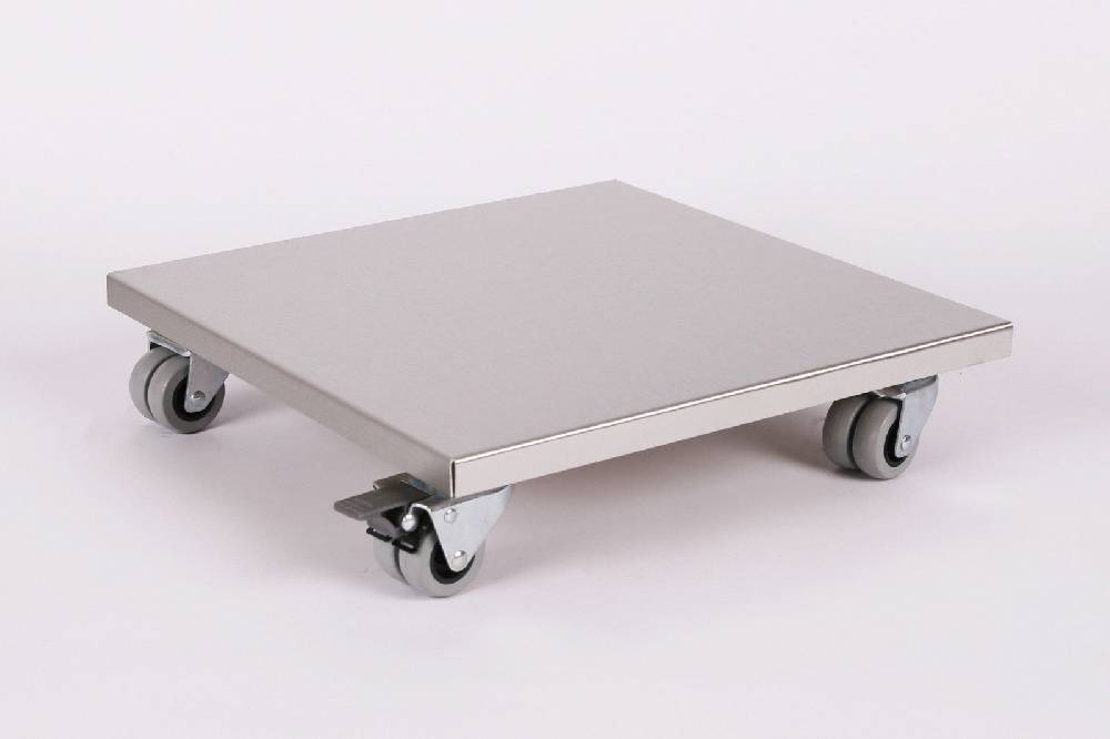 Szagato Rollbrett Pflanzenroller 40x40cm Edelstahl 300kg Doppelrollen + Bremse SZAGATO Made in Germany Blumenuntersetzer Möbelroller Outdoor Blumenroller Saisonale Angebote