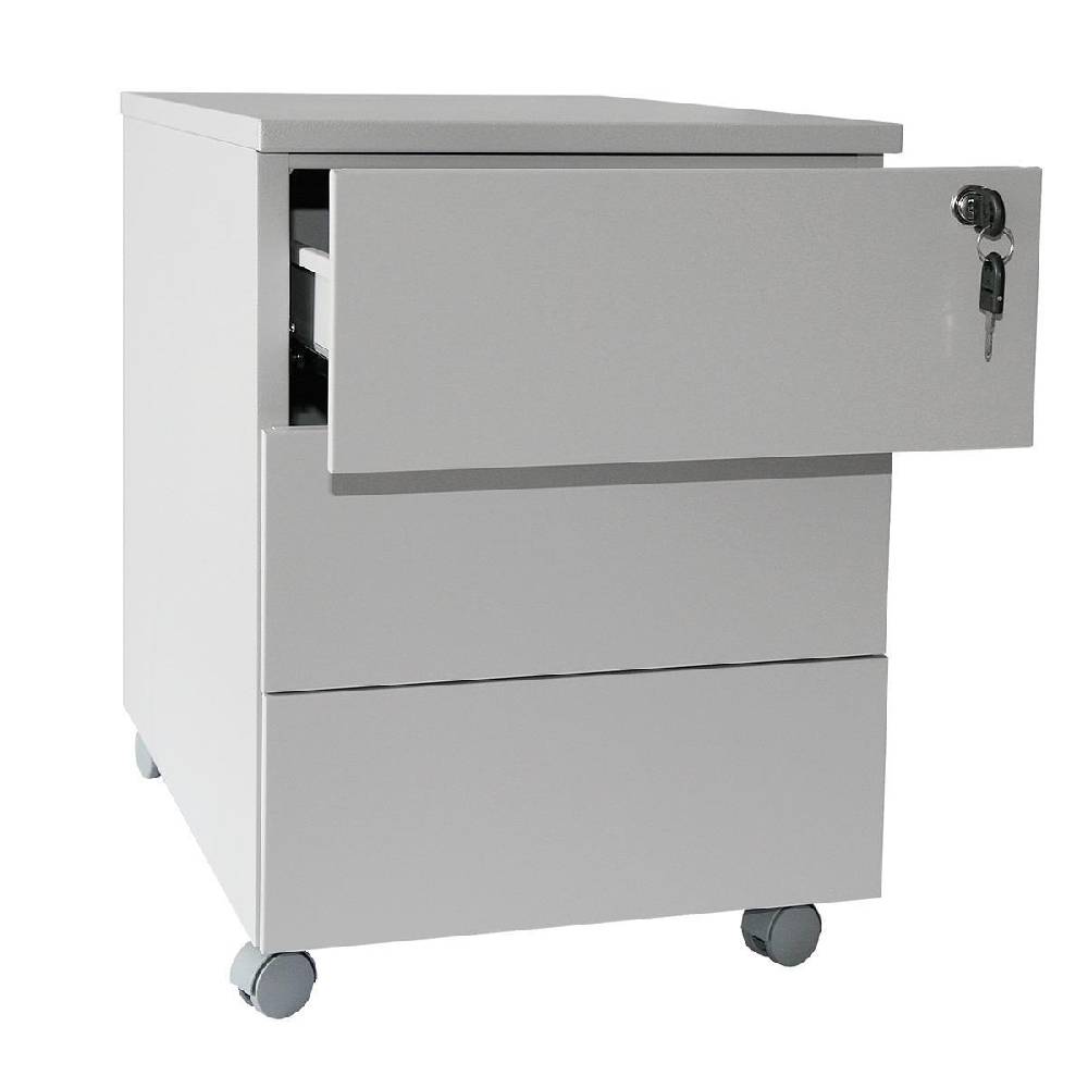 Szagato Rollcontainer Stahl Eco 3 Schubladen 53x40x59cm lichtgrau SZAGATO Bürocontainer Schreibtisch UnterschrankRollcontainers Rollcontainer Büro Tiefpreis