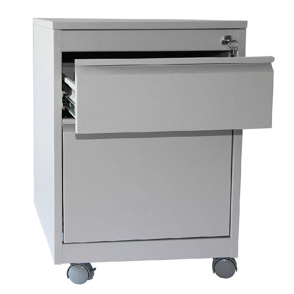Szagato Rollcontainer Stahl Profi 2 Schubladen HxBxT 60x46x60cm lichtgrau SZAGATO Bürocontainer Schreibtisch Unterschrank Rollcontainers Rollcontainer Büro Super Sparpreis