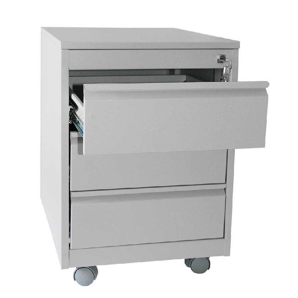 Szagato Rollcontainer Stahl Profi 3 Schubladen HxBxT 60x46x60cm lichtgrau SZAGATO Bürocontainer Schreibtisch UnterschrankRollcontainers Rollcontainer Büro Wochenangebot