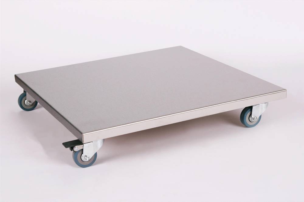 Szagato Rollbrett Pflanzenroller 50x50cm Edelstahl 150 kg PU-Rolle SZAGATO Made in Germany Blumenuntersetzer Möbelroller Outdoor Blumenroller Transportroller