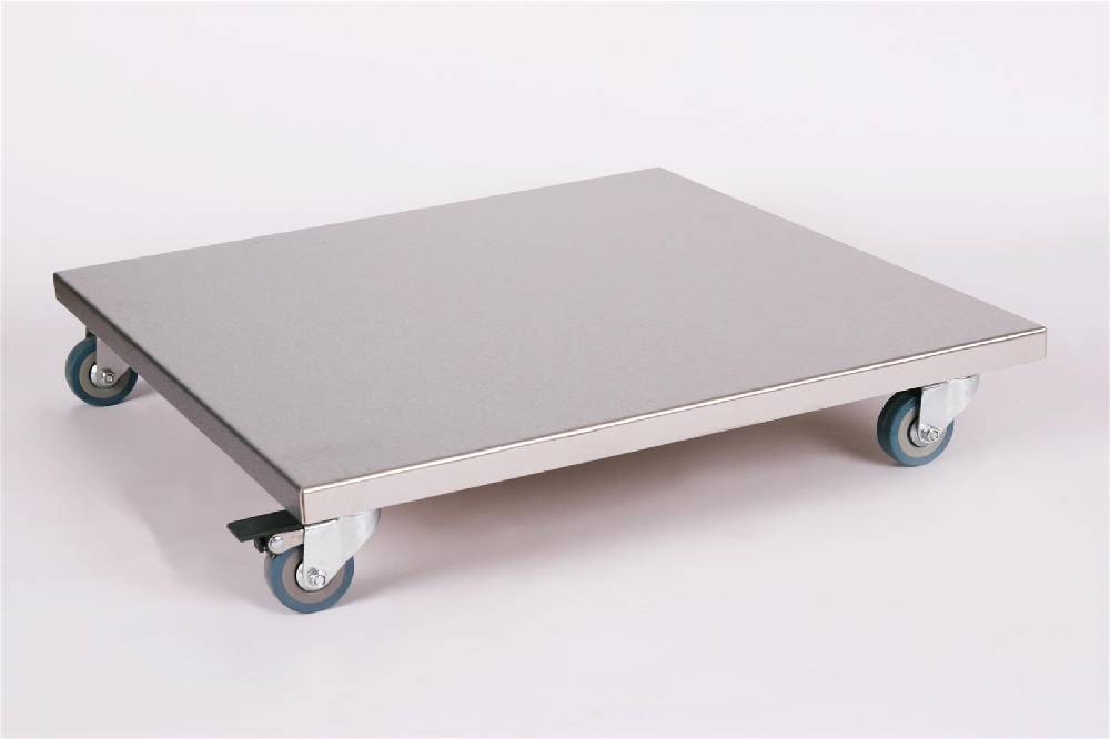 Szagato Rollbrett Pflanzenroller 50x50cm Edelstahl 150kg PU-Rolle + Bremse SZAGATO Made in Germany Blumenuntersetzer Möbelroller Blumenroller Transportroller Speichern exportieren