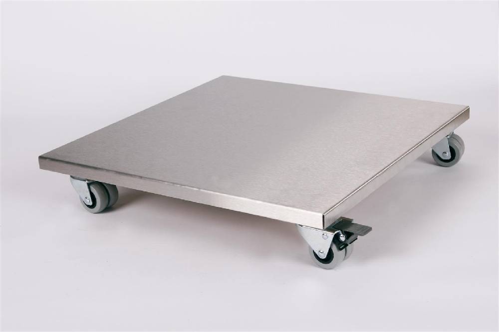 Szagato Rollbrett Pflanzenroller 50x50cm Edelstahl 300kg Doppelrollen + Bremse SZAGATO Made in Germany Blumenuntersetzer Möbelroller Outdoor Blumenroller Im Verkauf